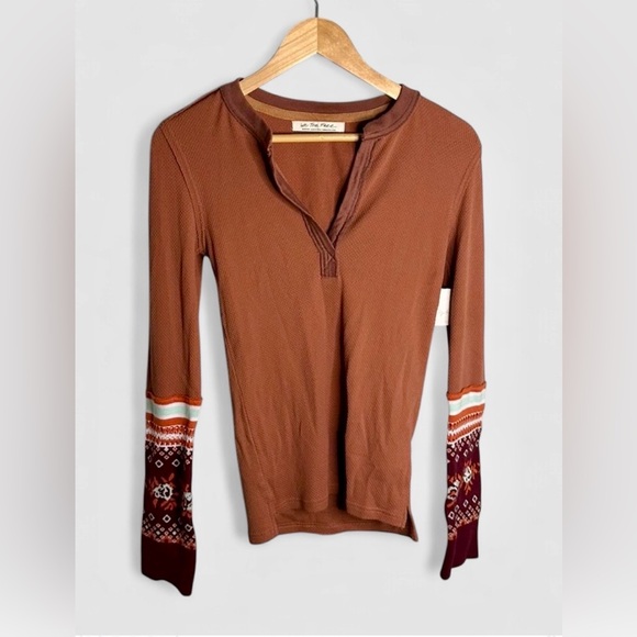 Free People-Mikah Notch Neck top-size M-Autumn Combo-NWT - Picture 5 of 8